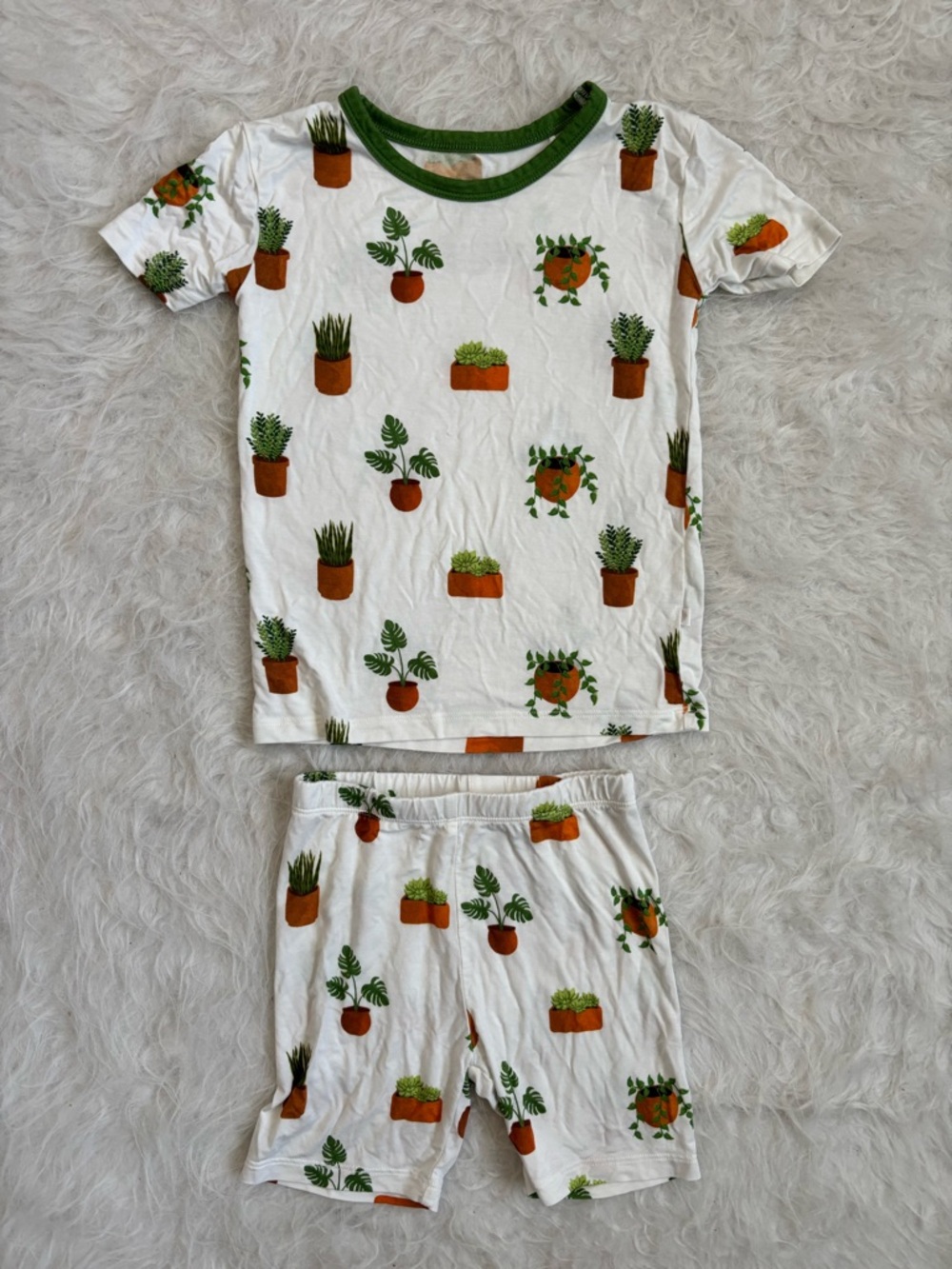 Seny Kids Bamboo Gender Neutral Cottagecore White Houseplant Pajama Set